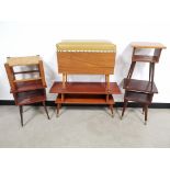 Mid century selection of occasional furniture, including stool, storage box, four similar style