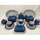 A quantity of Denby pottery tableware in the blue colourway, to include a coffee pot, two oval