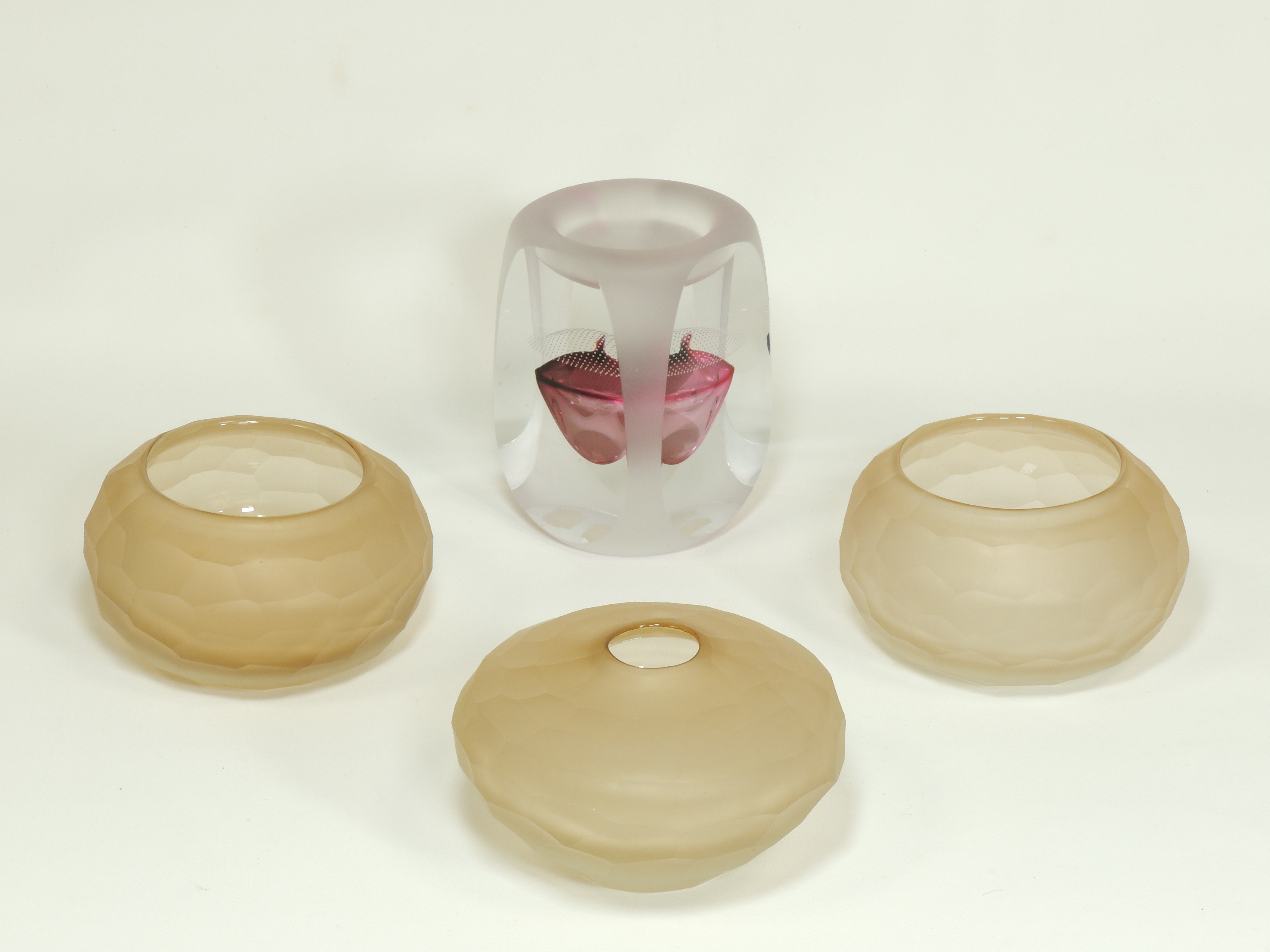 Three pieces of 20th Century Rosenthal opaque multifaceted glass, together with a glass - Image 3 of 4