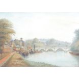 Alf S Watson early 20th Century print, a river Thames scene, possibly Richmond, signed to lower