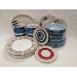 Six Susie Cooper 'Venetia' pattern plates, diameter 27cm, a set of Grays pottery mid 20th Century