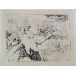 Harry Furniss, cartoon plate print, Harry Furniss, cartoon plate print,