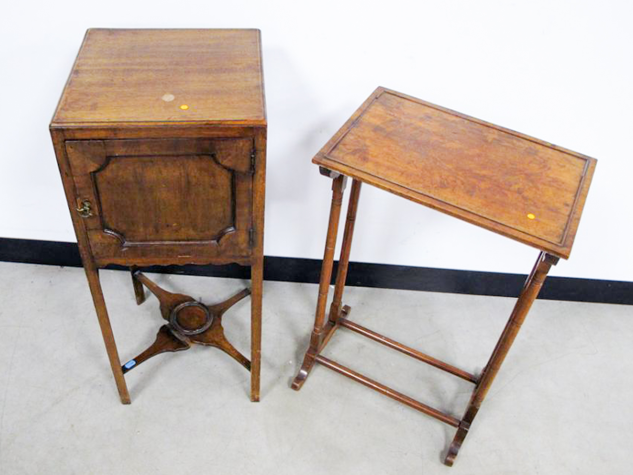 A 19th Century mahogany pot cupboard, sold together with a mahogany rectangular occasional table (