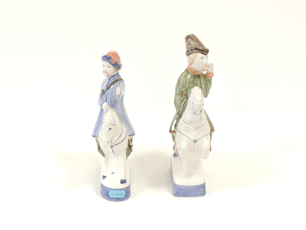 A pair of Rye Pottery figures on horseback, after historical caricatures 'The Skipper' and 'The - Image 3 of 4