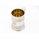 An Edwardian silver Christening tankard, with engraved initials, marked Wadhurst November 1901 to