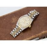 A 1980s Rolex Perpetual Datejust Bi-metal gentleman's wristwatch, 34mm, ref. 16013, gilt dial with