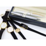 A 1990s 9ct gold cased Accurist quartz gentleman's wristwatch, in box, together with a lady's 9ct