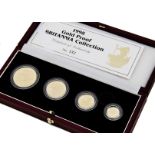 A 1990s Royal Mint Britannia Gold Proof Collection four coin set, dated 1998, 63g, with