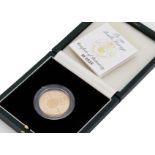 A Royal Mint UK Proof Double Sovereign gold coin, dated 1994, with certificate, 16g, in box