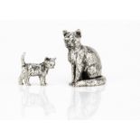 A Royal Hampshire silver plated cat and kitten by Eva Coombes, titled Smokey and her kitten, in box