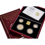 A 1990s Royal Mint UK Gold Proof Four Coin Sovereign Collection set, dated 1998, 68g, with