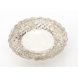 A mid 20th Century Middle Eastern white metal dish, probably Egyptian silver, 3.44 ozt and 15.5cm