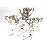 A part canteen of Kings pattern silver plated cutlery from Mappin & Webb, together with two silver