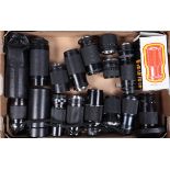 A Tray of Zoom Lenses, various mounts, manufacturers include Sigma, Tokina, Tamron, Carl Zeiss