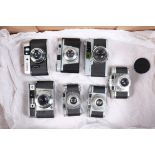 A Tray of Rangefinder Cameras, a Paxette, a Super Paxette, a Voitlander Vitoret R, an Iloca Quick B,