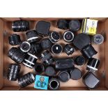 A Tray of Tele Convertors and Tubes, manufacturers include Teleplus, Hoya, Vivitar, Tamron and other