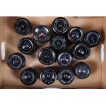 A tray of Wide Angle Lenses, all 28mm, various mounts, manufacturers include Sigma, Cosina, Vivitar,