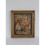 A 19th Century Berlin wool work of a Nativity scene, framed and glazed. 32cm x 26cm. Together with