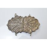 A silver plated late 19th/ early 20th century nurse's buckle, of stylised leaf design in two