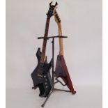 Two electric guitars, comprising a BC Rich Platinum series Warlock six string example, with two pick