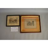 A mixed lot of prints and postcards, comprising two signed Frank Paton framed and glazed prints