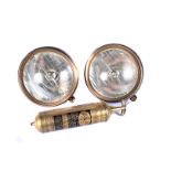 A pair of 1930s Marchal car lamps, the glass marked 'Agree AB.TP. 347', together with a vintage