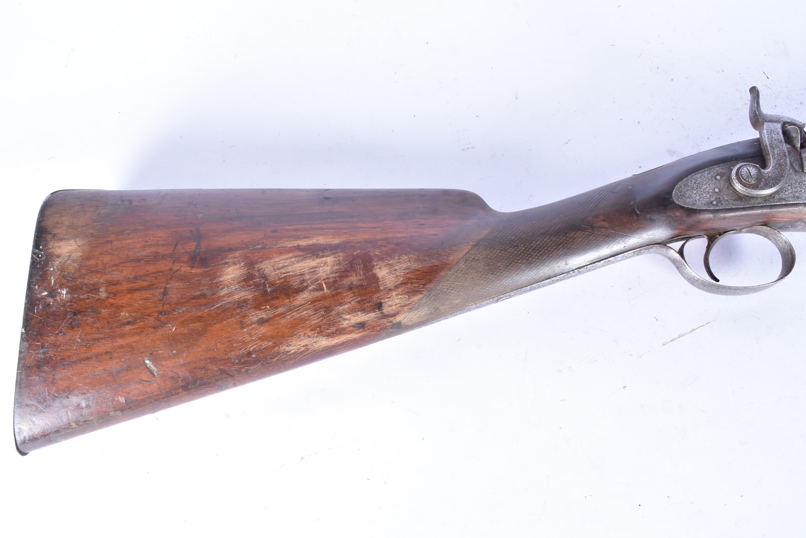 A Hammond of Winchester percussion cap rifle, with light cross-hatched design to the stock, swag - Image 5 of 8
