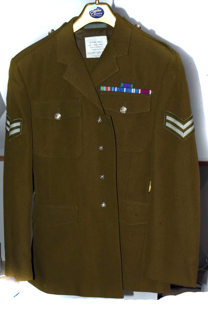 A Man's No.2 Army dress uniform, together with a military formal wear uniform (2)