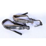 Two WWII period MG42 padded lafette straps, with markings to the clasps