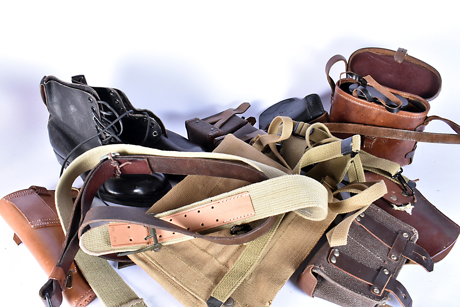 A pair of German boots, dated 1941, together with a selection of other items to include a British