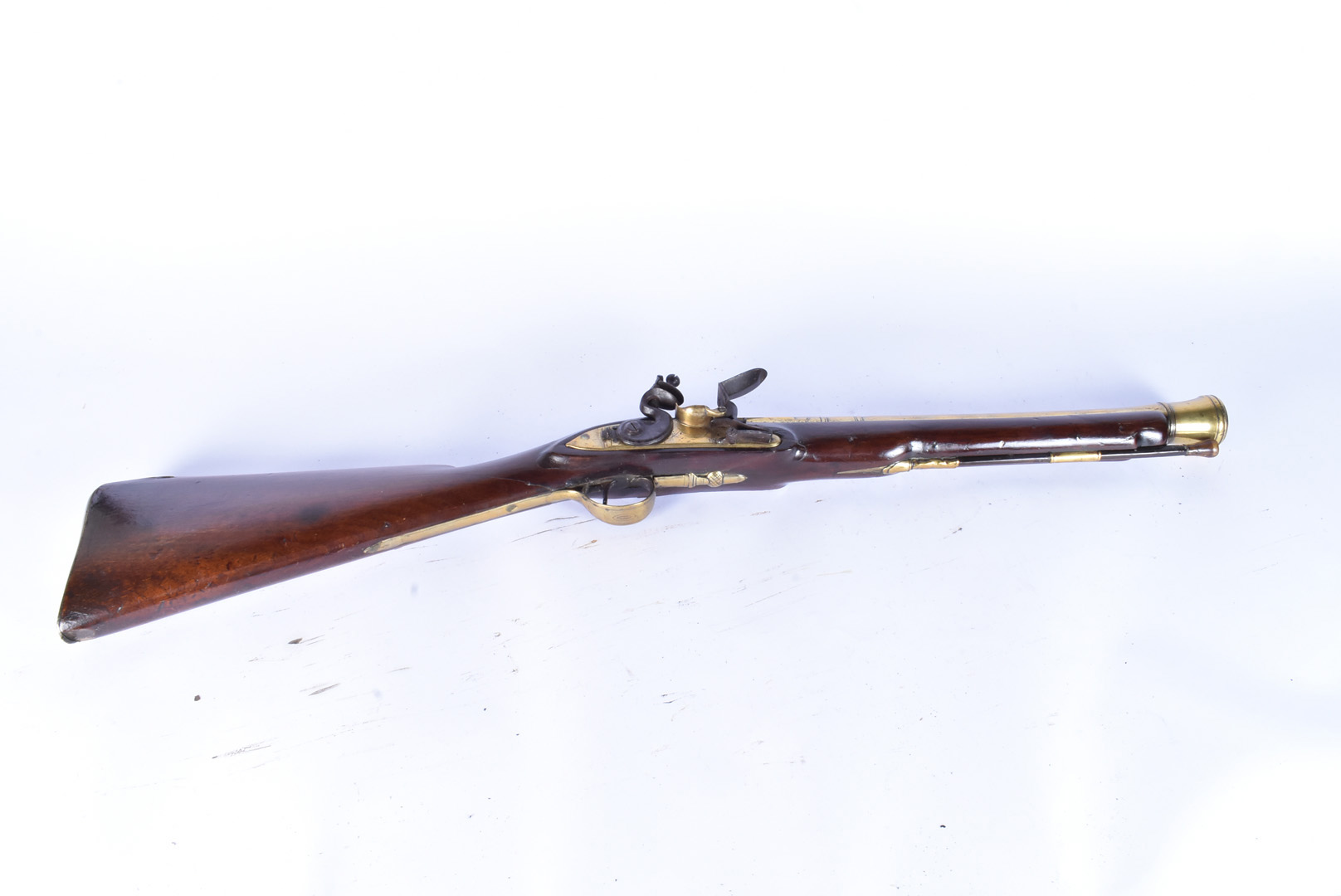 A brass barrelled flintlock blunderbuss, with indistinct London maker's name to the lock plate, - Image 6 of 6