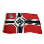 A WWII period German Third Reich flag, 145cm x 89cm approximately, with two stamps, one being a