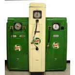 A Vintage restored Castrol Motor Oil Dispenser, the large central cream coloured dispenser with John