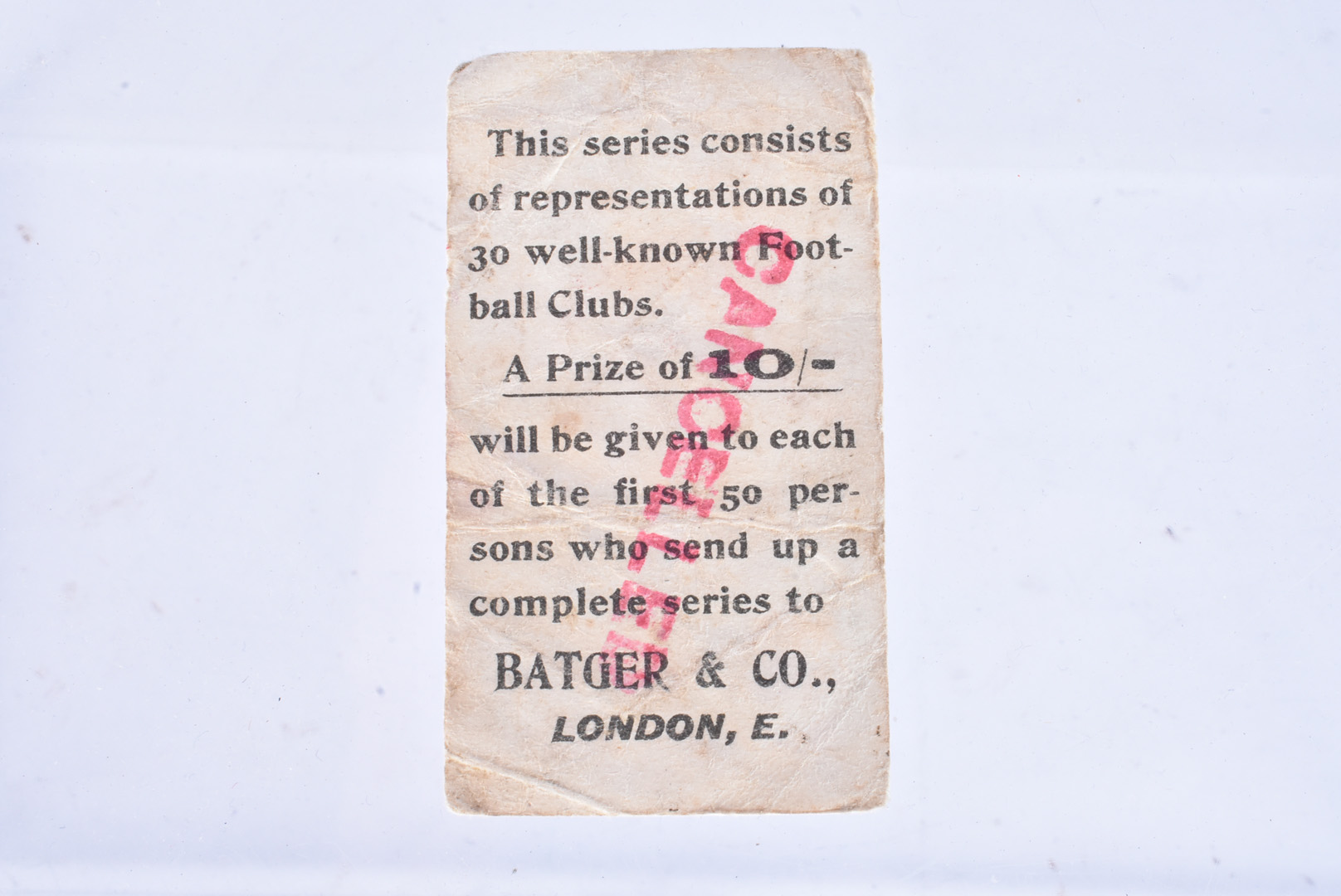 Batger & Co, Football Clubs, No.28, Liverpool FC, stamped Cancelled in red to back, poor - Image 6 of 6