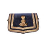 An Edward VII dress pouch, with gilt crown and cipher to centre, surrounded by two bullion gold