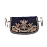 A Victorian 3rd Regiment Punjab Cavalry dress pouch, with bullion crest to front on felt ground,