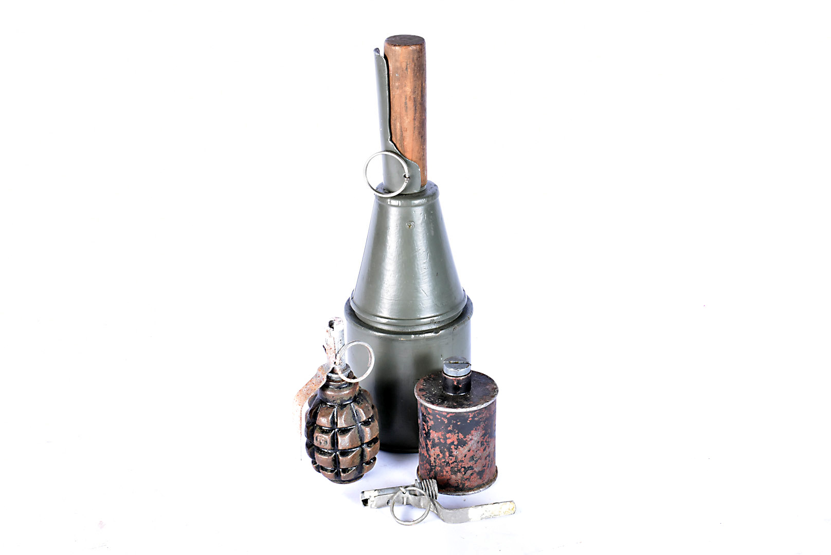 A Hungarian Anti-Tank stick Grenade, together with an F1 Limonka grenade and an RG42 grenade, all - Image 2 of 2