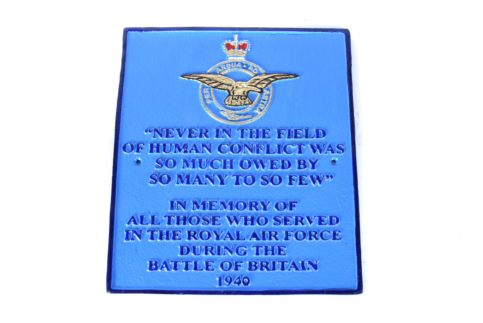 An iron Memorial Plaque for all those who served in the RAF during the Battle of Britain, the modern