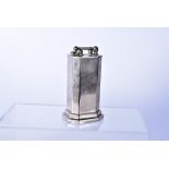 An American Douglass white-metal table lighter, Pat. Oct 12 1925, geometric form, approx. 10.5cm H