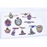 An assortment of silver sweetheart brooches, to include Royal Engineers, Royal Fusiliers, Royal