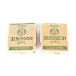 Two packs of unopened WWII German Tobacco, Landfried Hausmacht Grun Feiner Krull, the two 50g