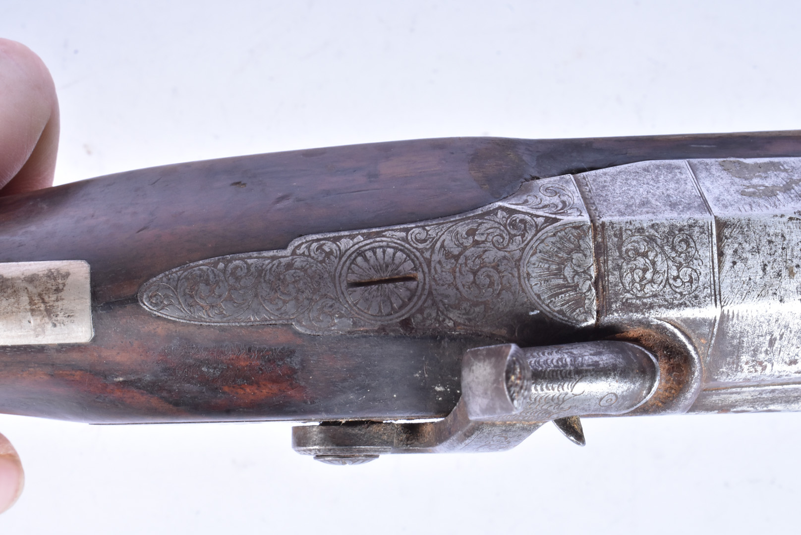 A Hammond of Winchester percussion cap rifle, with light cross-hatched design to the stock, swag - Image 4 of 8