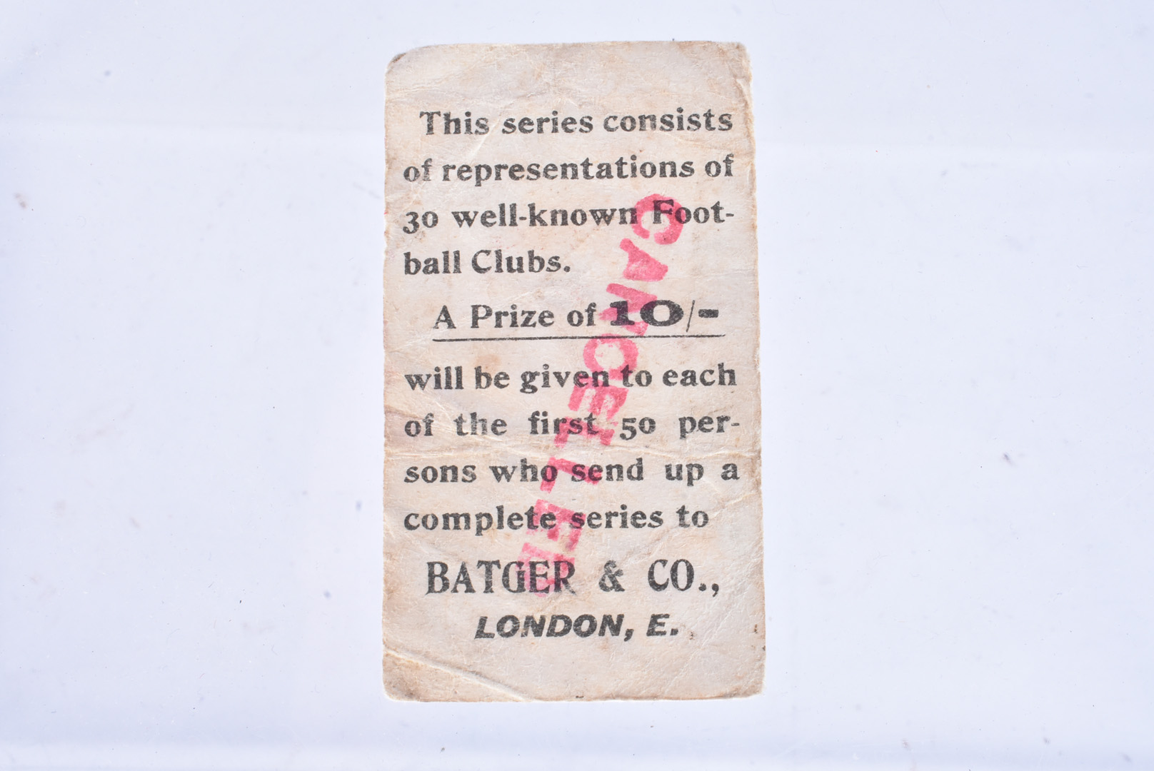 Batger & Co, Football Clubs, No.28, Liverpool FC, stamped Cancelled in red to back, poor - Image 4 of 6