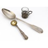 A George III silver tablespoon by the Batemans, 2.39 ozt, together with a George IV silver kings