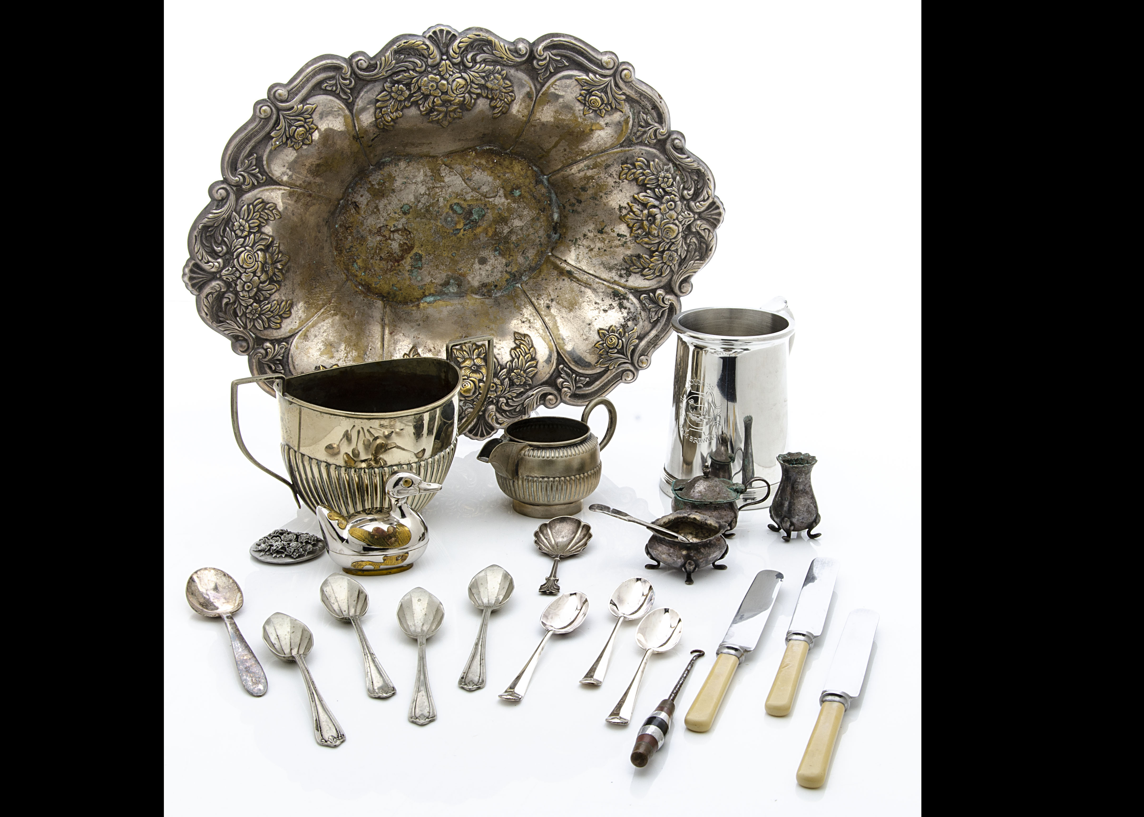 A large collection of silver plated items, in two boxes, including a presentation trowel, a tankard, - Image 2 of 3