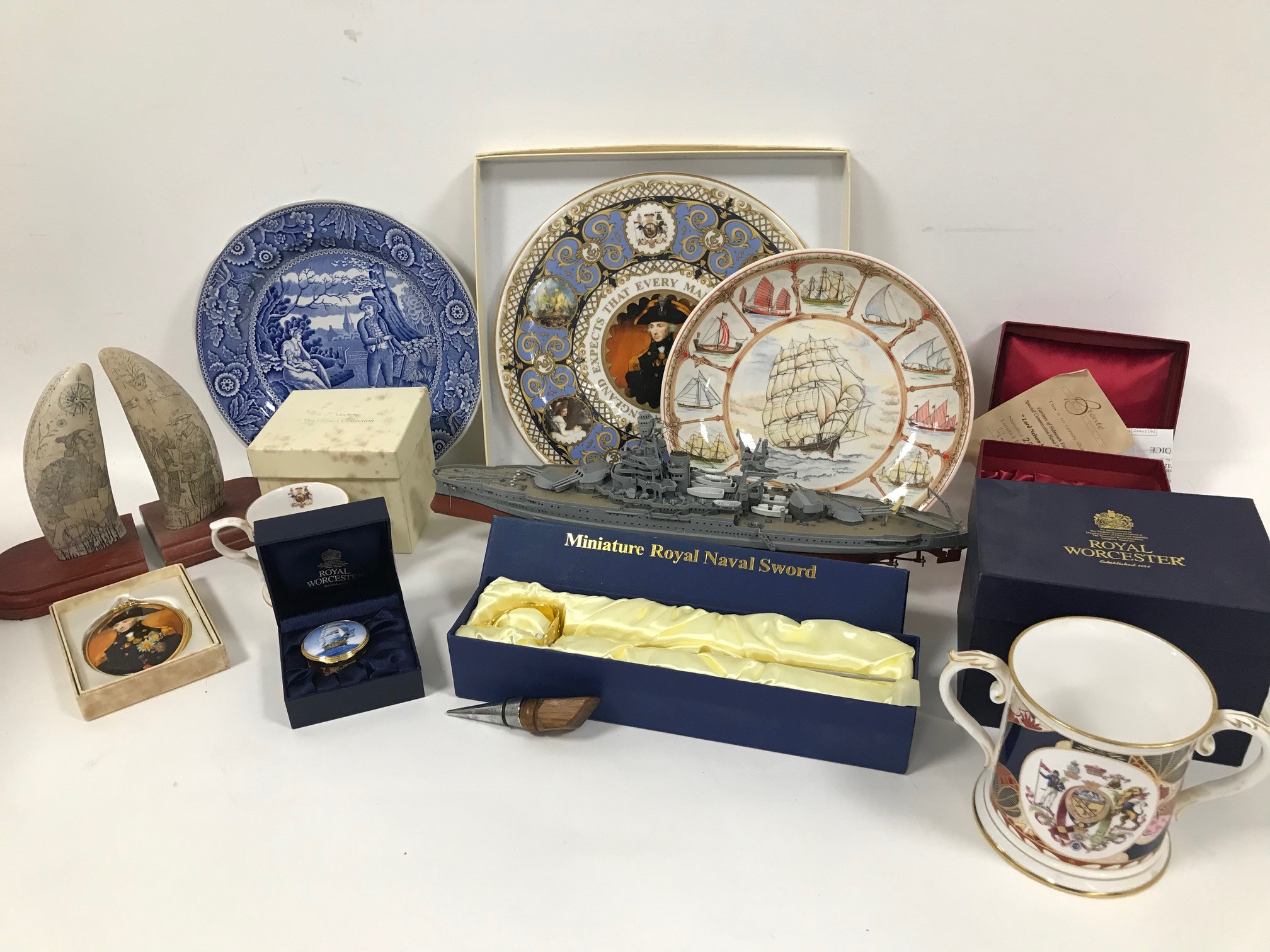 A collection of Lord Nelson and nautical related collectables, including a Royal Worcester Nelson