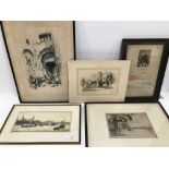 Four 19th and 20th century prints and engravings, including "Westminster Bridge" after Harold