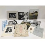 A collection of ephemera relating to Douglas Bader and others, including a Farewell Luncheon Menu