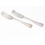 A pair of William IV silver forks by John & Henry & Charles Lias, old English pattern with engrved H