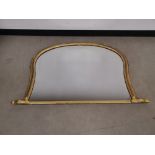 Gilt framed overmantel mirror, distressed painted finish